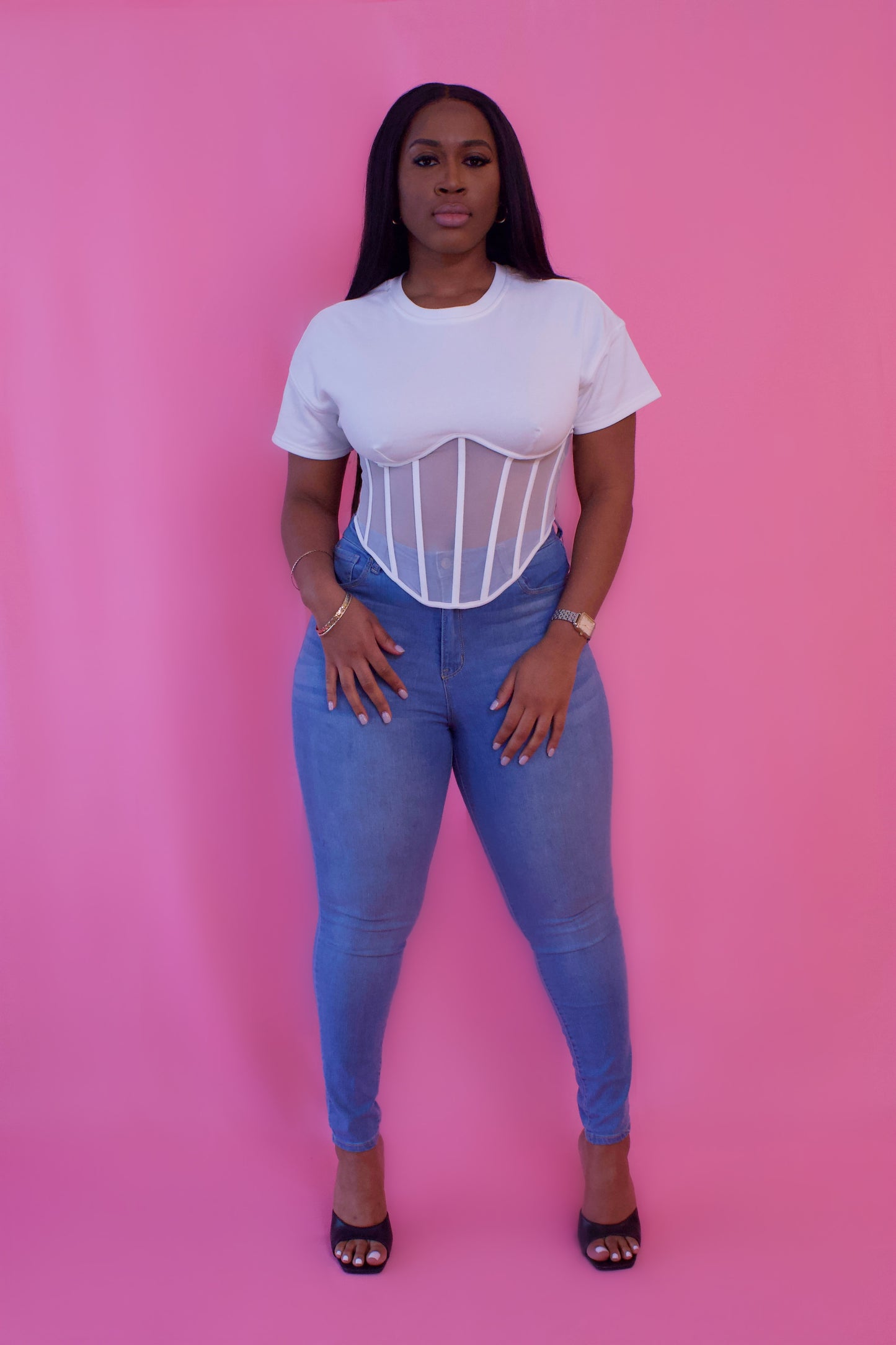 “Chill Pill” Corset Top (White)